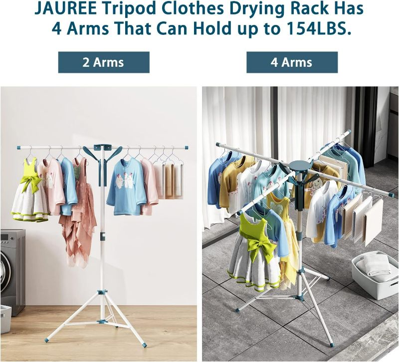 Photo 1 of JAUREE Tripod Clothes Drying Rack Folding Indoor, Portable Drying Rack Clothing and Height-Adjustable, Space Saving Laundry Drying Rack with 20 Clips
