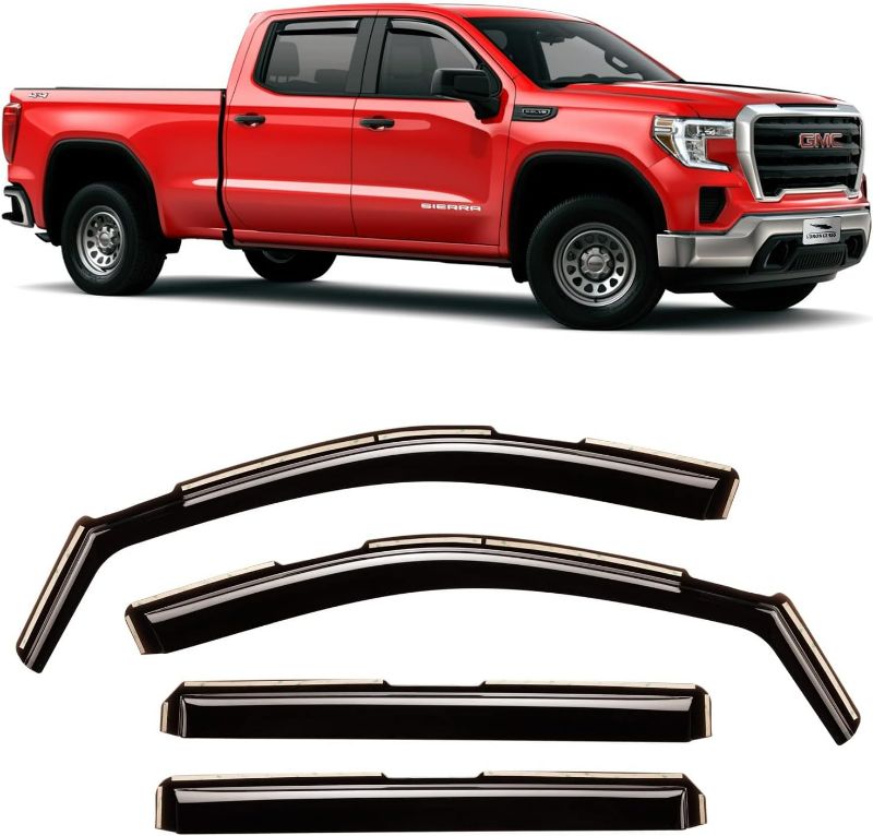 Photo 1 of Voron Glass in-Channel Extra Durable Rain Guards for Trucks GMC Sierra 1500 2019-2024 Crew Cab, Window Deflectors, Vent Window Visors, 4 Pieces - 220089v