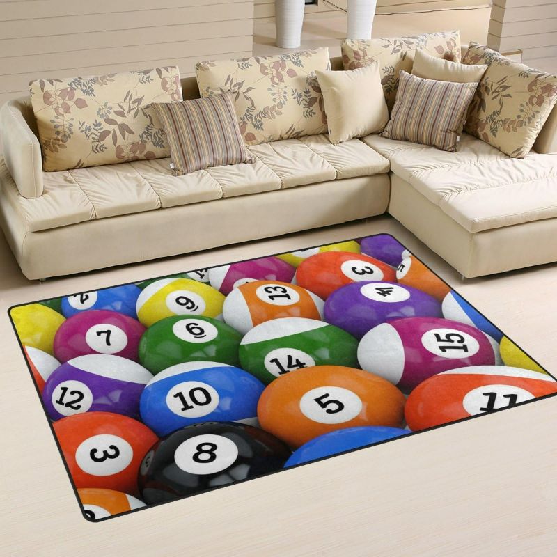 Photo 1 of Sports Door Mat,Colorful Glossy Pool Game Billiard Balls Floor Mat Non-Slip Doormat for Living Dining Dorm Room Bedroom Decor 60x39 Inch