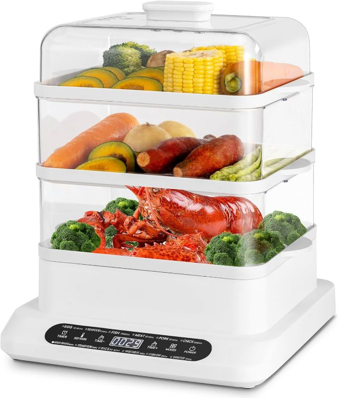 Photo 1 of Food Steamer 3 Tier 16QT Electric Vegetable Steamer With Appointment and Timer Multifunctional Digital Steamer For Fast Simultaneous Cooking (800W)