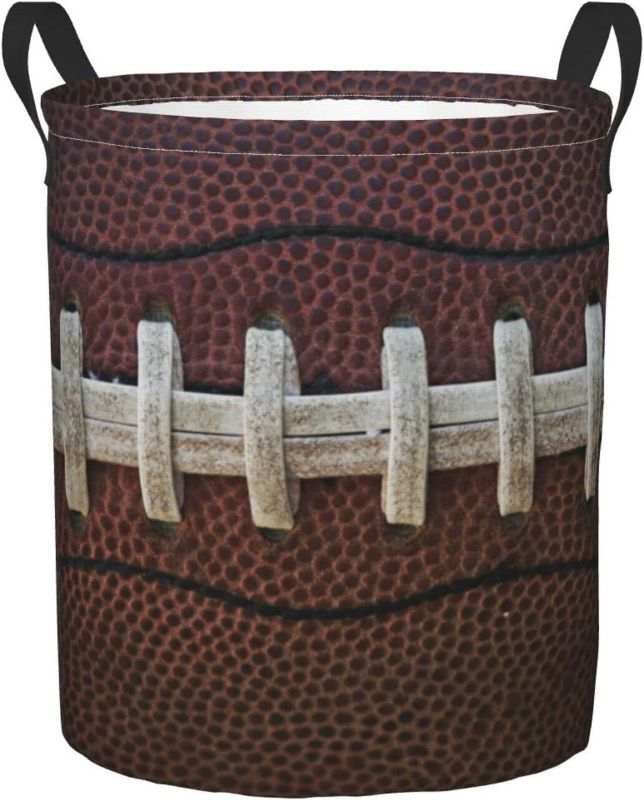 Photo 1 of American Football Themed Laundry Basket Round with Handle, Collapsible Foldable Canvas Storage Bin Dirty Clothes Bag for Laundry/Toys Organizer/College Dorm/Nursery/Decor(2 Sizes)