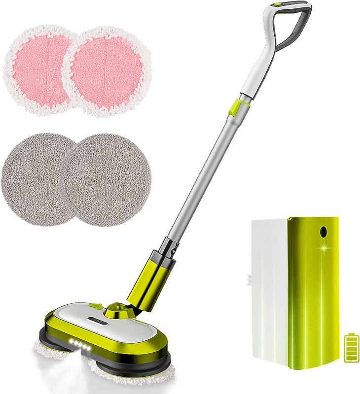 Photo 1 of Cordless Electric Mop, Electric Spin Mop with LED Headlight and Water Spray, Up to 60 mins Powerful Floor Cleaner with 300ml Water Tank, Polisher for Hardwood, Tile Floors, Quiet Cleaning & Waxing