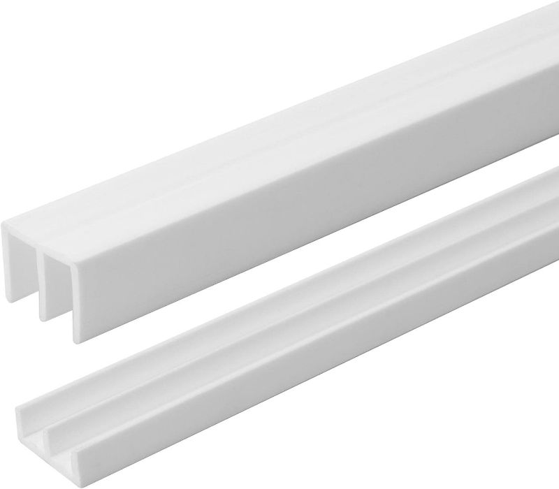 Photo 1 of 4 Ft. Long White Plastic Sliding Door Track Set for 1/4" Thick Panels (Pack of 1) by Outwater Plastics