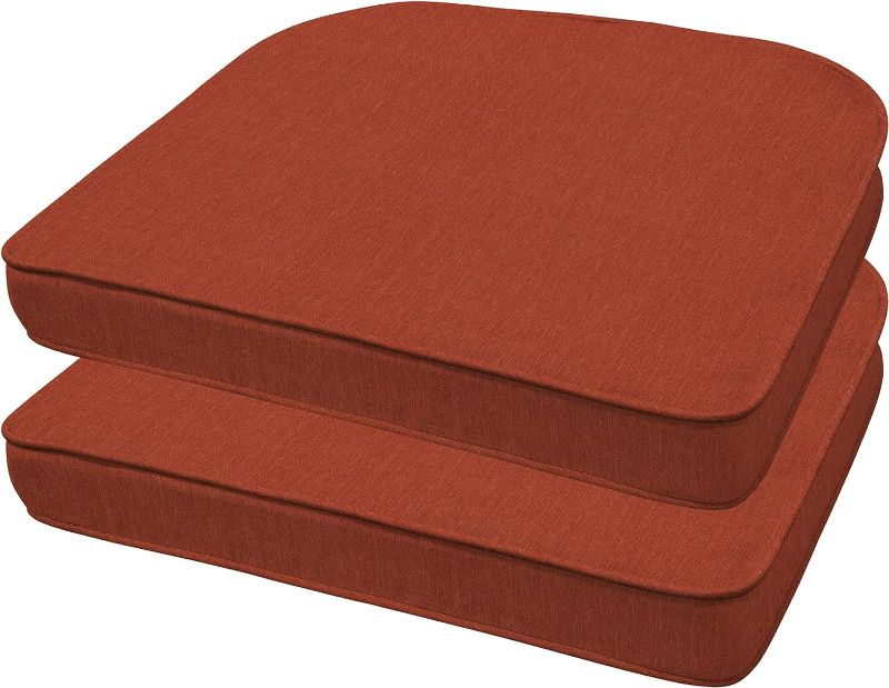 Photo 1 of Honeycomb Indoor/Outdoor Textured Solid Terracotta Rounded Seat Cushion: Recycled Fiberfill, Weather Resistant, Comfortable and Stylish Pack of 2 Patio Cushions: 21” W x 18.5” D x 2.5” T