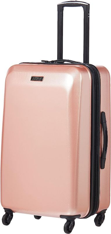 Photo 1 of American Tourister Moonlight Hardside Expandable Luggage with Spinner Wheels, Rose Gold, Checked-Large 28-Inch