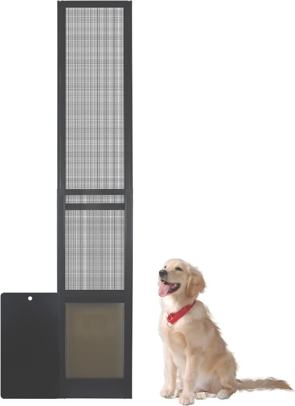 Photo 1 of Large Dog Door for Sliding Glass Doors Doggie Door Insert for Screen Patio Pets Door with Lockable Panel Convenient and Durable Magnetic Closure Easy to Install Ideal for Large Dogs Cats Black