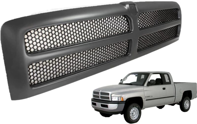 Photo 1 of Front All Black Grille Assembly Compatible With Dodge Ram 1500 Grill 1994-2001 / Ram 2500 3500 Grill 1994-2002 With Black Frame Shell With Black Honeycomb Mesh Insert (Except Sport Package)