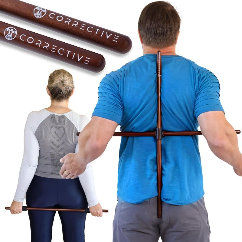 Photo 1 of Wooden Posture Corrector for Women & Men - Neck, Shoulder & Back Stretcher - Dual Yoga Stick - Hunchback and Neck Hump Corrector - Back Straightener - Lower Back Support Sciatica Pain Relief Device