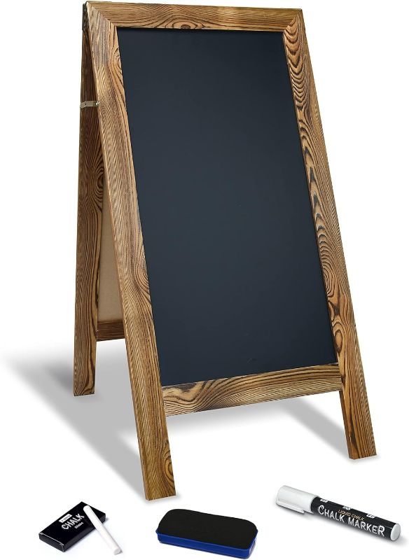 Photo 1 of Better Office Products Magnetic A-Frame Chalkboard Sign, Extra Large 20" x 40", Standing Chalkboard Easel, with Chalk Marker + Chalk & Eraser, Sandwich Board Outdoor Sidewalk Sign,(Rustic Brown)