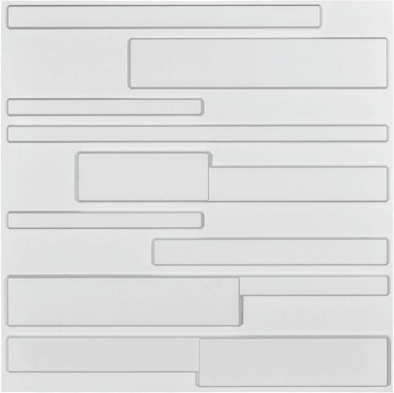 Photo 1 of Art3d White Wall Panels Brick Design 3D Wall Panels, White, 12 Tiles 32 Sq Ft

