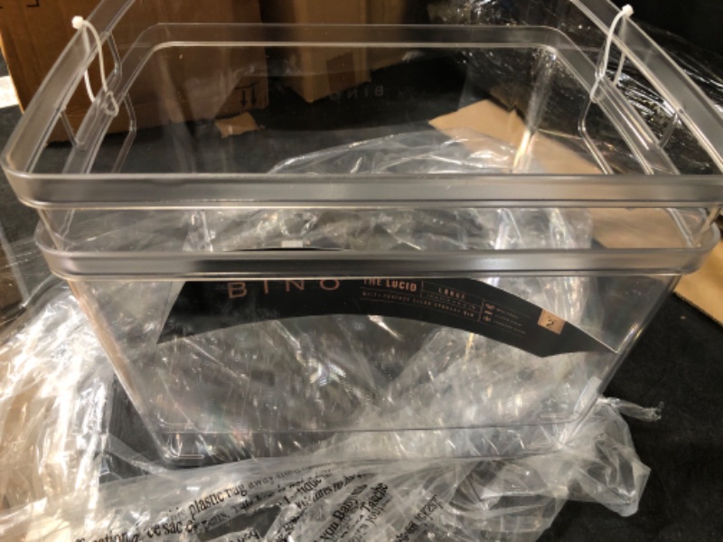 Photo 2 of Isaac Jacobs 2-Pack Extra-Large Clear Storage Bins (11.5” L x 14” W x 9” H) w/Cutout Handles, Plastic Organizer for Home, for Kitchen, Fridge, Pantry, BPA Free, Food Safe (2-Pack, Extra-Large)