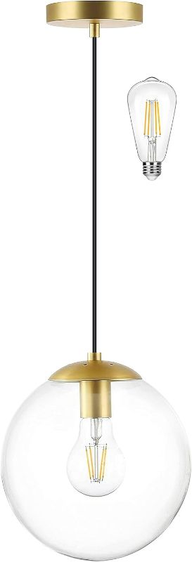 Photo 1 of KoKo&Yukina Globe Pendant Lighting for Kitchen Island Mid Century Modern Hanging Light Fixture with Clear Globe Glass Gold Brass Hanging Ceiling Lights for Sink Bathroom Entryway