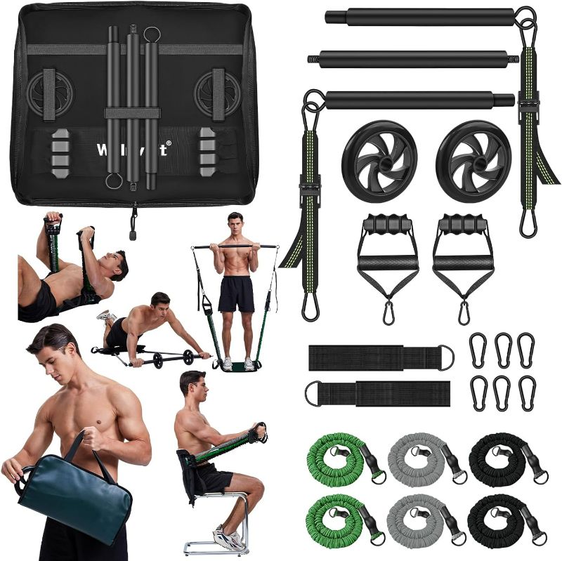 Photo 1 of WeluvFit Home Gym Equipment - Portable Multi-Functional Core Strength Training / All in 1 Handbag at Home Gym | Pilates Bar Kit with Resistance Bands | Removable Abs & Adjustable Straps |for Travel