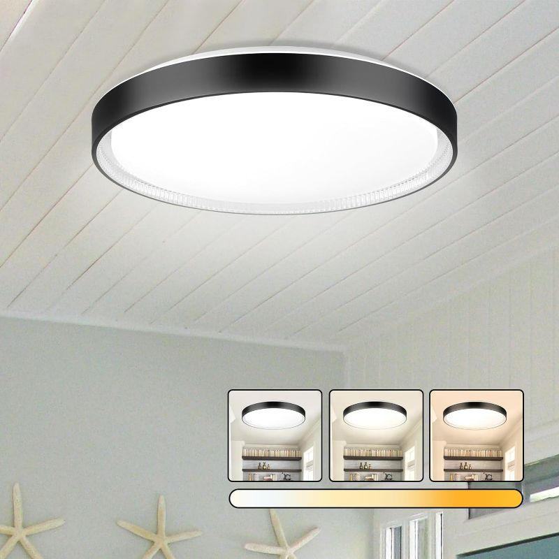 Photo 1 of DLLT 35W Crystal Round Flush Mount Ceiling Light, Modern Dimmable LED Close to Ceiling Light Fixture, 16Inch Ceiling Lamp for Bedroom/Kitchen/Hallway/Living Room, 3000-6000K 5 Color Adjustable