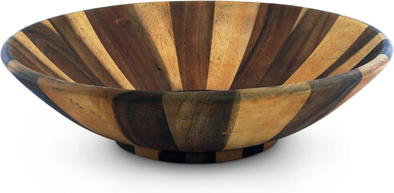 Photo 1 of Arthur Court Salad Bowl Acacia Wood Serving for Fruits or Salads Wok Wave Style Extra Large 16 inch Diameter x 4.5 inch Tall