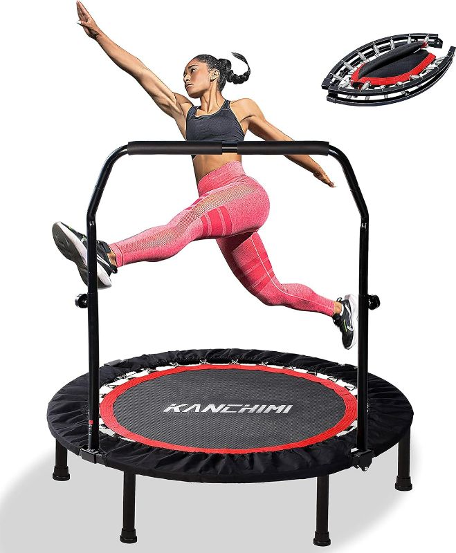Photo 1 of 40" Folding Mini Fitness Indoor Exercise Workout Rebounder Trampoline with Handle, Max Load 330lbs