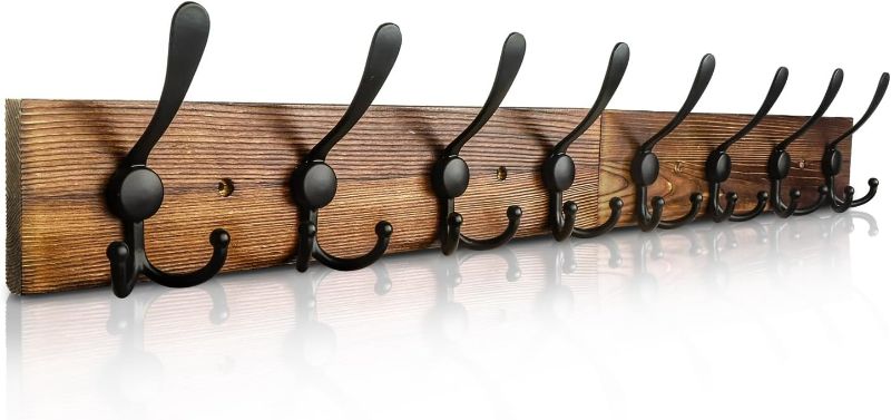 Photo 1 of Coat Rack Wall Mount 31.5'' Coat Hanger Wall Mount Burnt Brown Coat Hooks for Wall Rustic Towel Racks for Bathroom Living Room Coat Hat Cloth