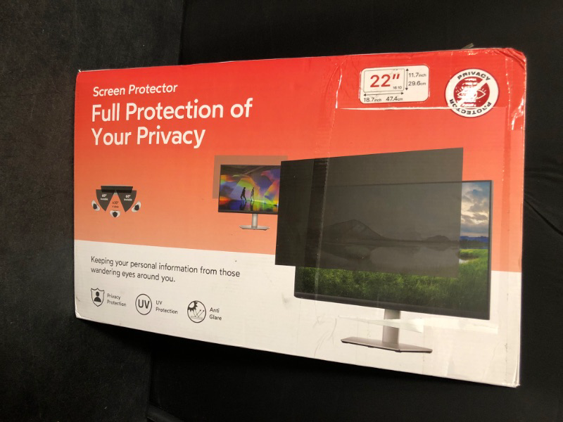 Photo 2 of MOBDIK [2 Pack] 22 Inch Removable Computer Privacy Screen Filter for 16:10 Widescreen Computer Monitor - Anti-Glare - Anti-Scratch - UV-Blocking for 22 in Data Confidentiality Shield