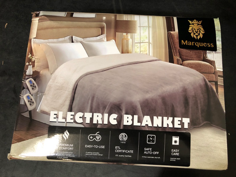 Photo 2 of Bedsure Flannel Electric Blanket Queen - Flannel Heated Blanket with 10 Heat Settings, Heating Blanket with 10 Time Settings, 8 hrs Timer Auto Shut Off, and Dual Control (84x90 inches, Grey)