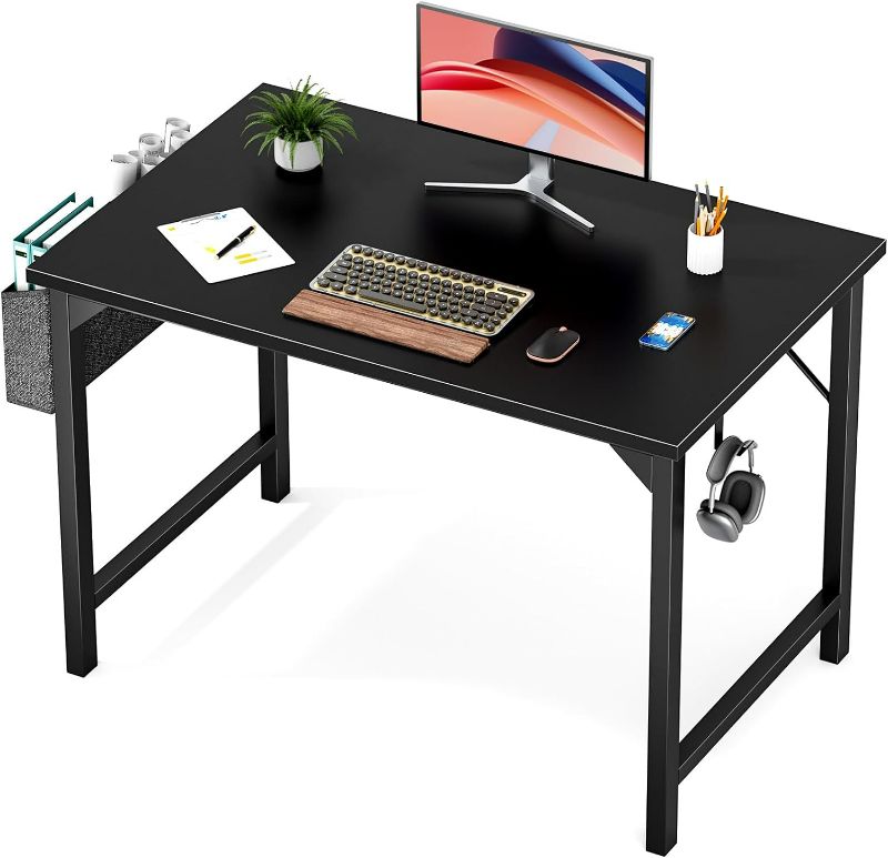 Photo 1 of Sweetcrispy Small Computer Office Desk 40 Inch Kids Student Study Writing Work with Storage Bag & Headphone Hooks Modern Simple Home Bedroom PC Table