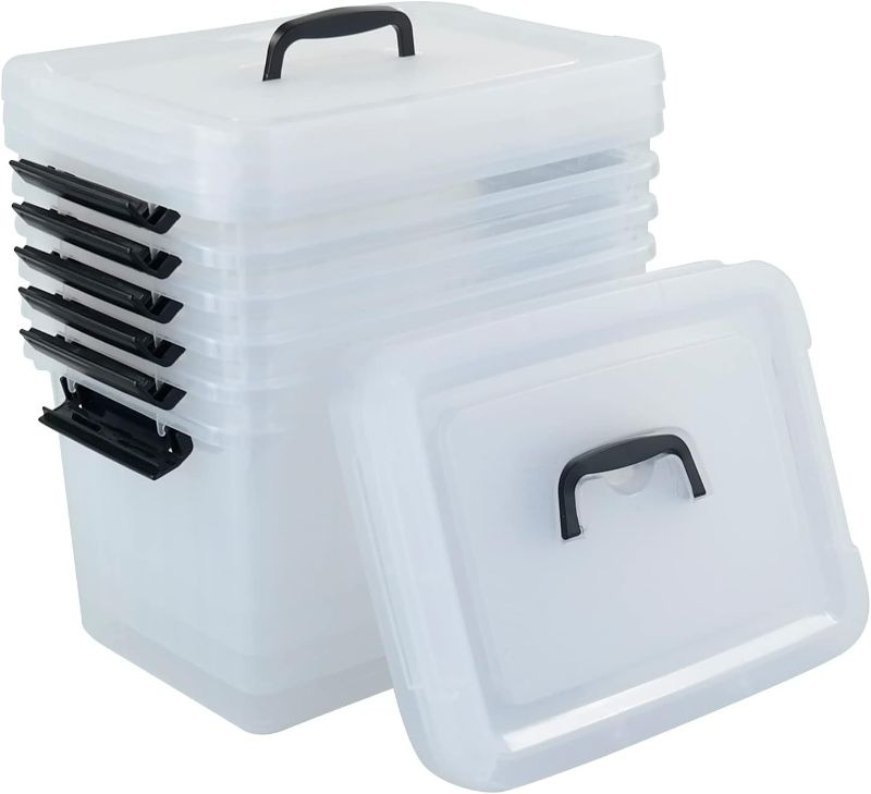 Photo 1 of 10 L Plastic Clear Storage Box, Plastic Latching Box with Lid, 6-PACK