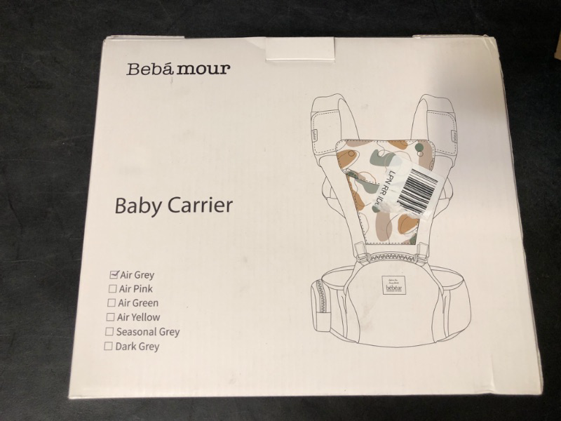 Photo 3 of Bebamour Baby Carrier Newborn to Toddler-Baby Hip Carrier Front and Back Carry with Head Hood & 3 Pieces Teething Pads& Waist Extenders & Storage Bag(Grey)