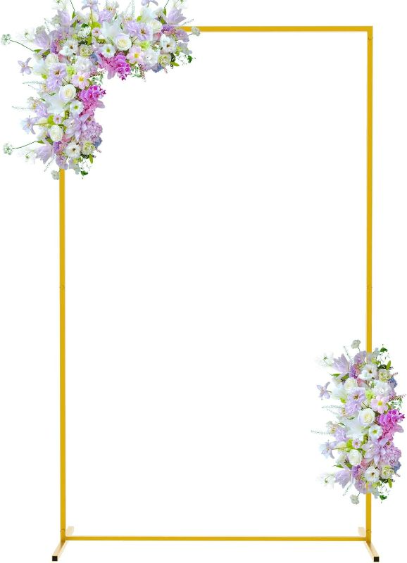 Photo 1 of 6.6FT x 4FT Gold Wedding Arches for Ceremony Rectangular Metal Balloon Arch Stand Kit Garden Floral Square Arch Frame Background for Anniversary Birthday Party Bridal Shower Decoration Home Decor