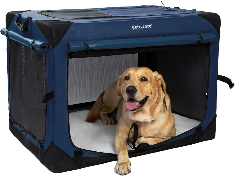 Photo 1 of 
Click image to open expanded view







3 VIDEOS
36 Inch Collapsible Dog Crate with Curtains, Travel Dog Crate for Airflow and Calm, Soft Pet Dog Kennel with Portable Bag and More Chew Proof Mesh, Indoor Outdoor, Navy Blue+4 Door Curtains