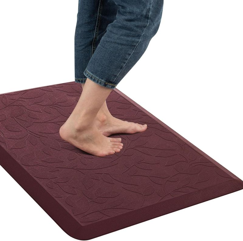Photo 1 of Anti Fatigue Kitchen Mat by DAILYLIFE, 3/4" Thick Kitchen Floor Mat, Standing Comfort Mat for Home, Office, Garage - Non-Slip Bottom, Cushioned, Waterproof & Easy-to-Clean (24" x 36", Burgundy)