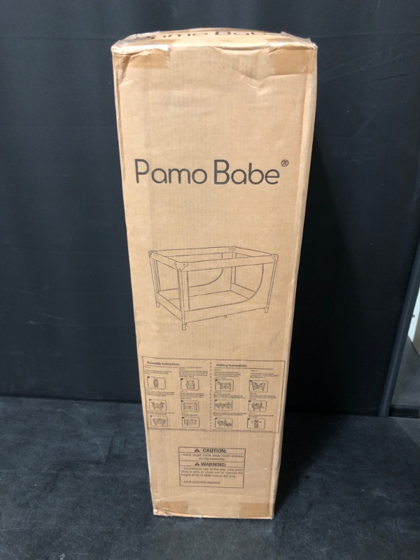 Photo 2 of Pamo Babe Portable Crib Baby Playpen with Mattress and Carry Bag (Black)