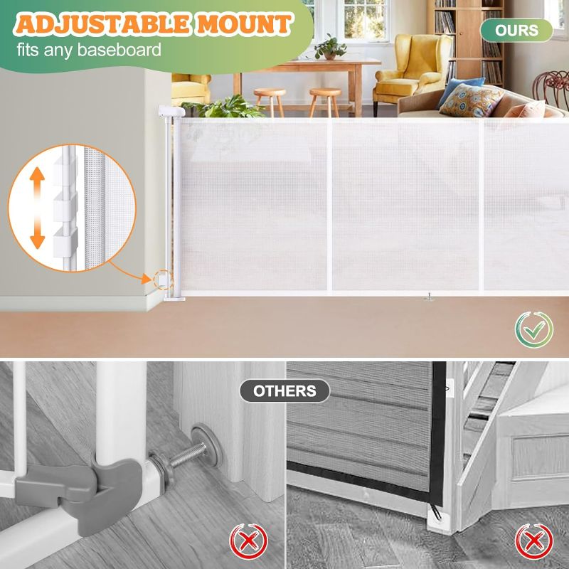 Photo 1 of Retractable Baby Gates Extra Wide 160'' Tall 35'' Retractable Dog Gate for Doorways, Upgraded Reinforcement Strip Design Retractable Gate for Stairs, Retractable Pet Gate for Dog, Indoor&Outdoor