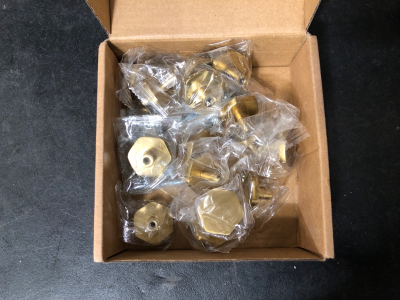 Photo 2 of Home Expert Gold Cabinet Knobs 15 Pack Solid Kitchen Cabinet Knobs Hexagon 1.1'' Brushed Gold Knobs for Kitchen Cabinets and Drawers Dresser Knobs