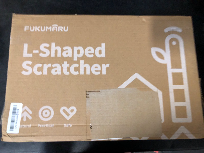 Photo 2 of FUKUMARU Cat Scratcher, 26.8 Inch L Shape Cat Scratch Pad Wall Mounted, Cat Scratching Cardboard with Ball Toy for Indoor Cats, Large Size