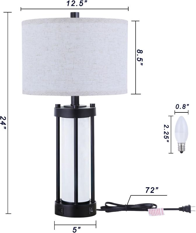 Photo 3 of Set of 2)Bed-Side Table Lamps with USB Ports,Modern Touch Lamps for Nightstand [Dual Charging Stations],End Table Lamps with 3- Way Dimmable,Tall Table Lamps for Living Room/Bedroom,Bonus 2 Bulbs