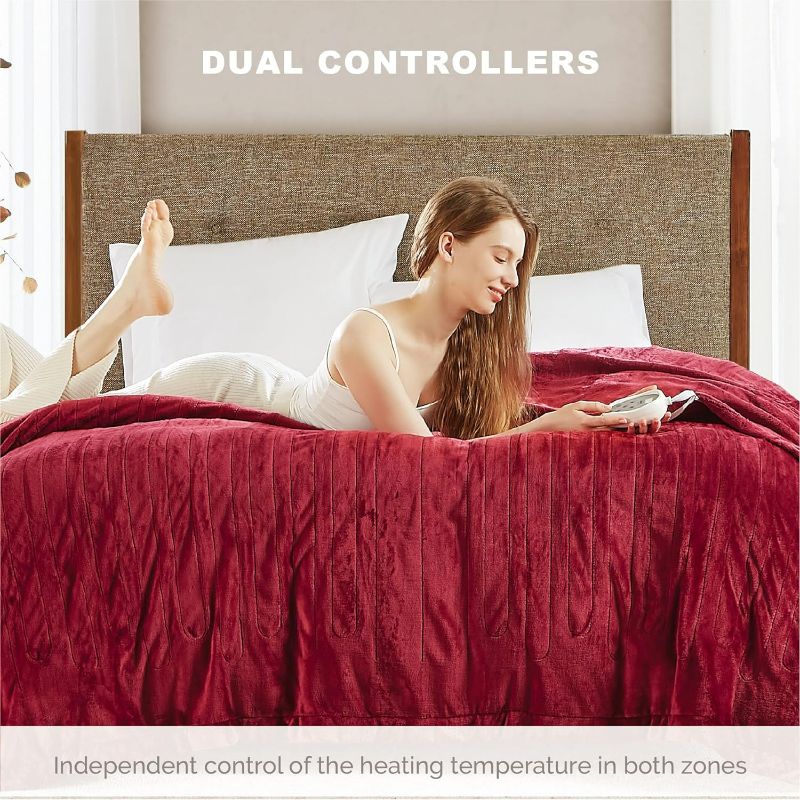 Photo 1 of Degrees of Comfort Electric Blanket Twin, Single Controller W/Auto Shut Off, Heated Blanket Twin for Bed, Machine Washable,red, 62x84