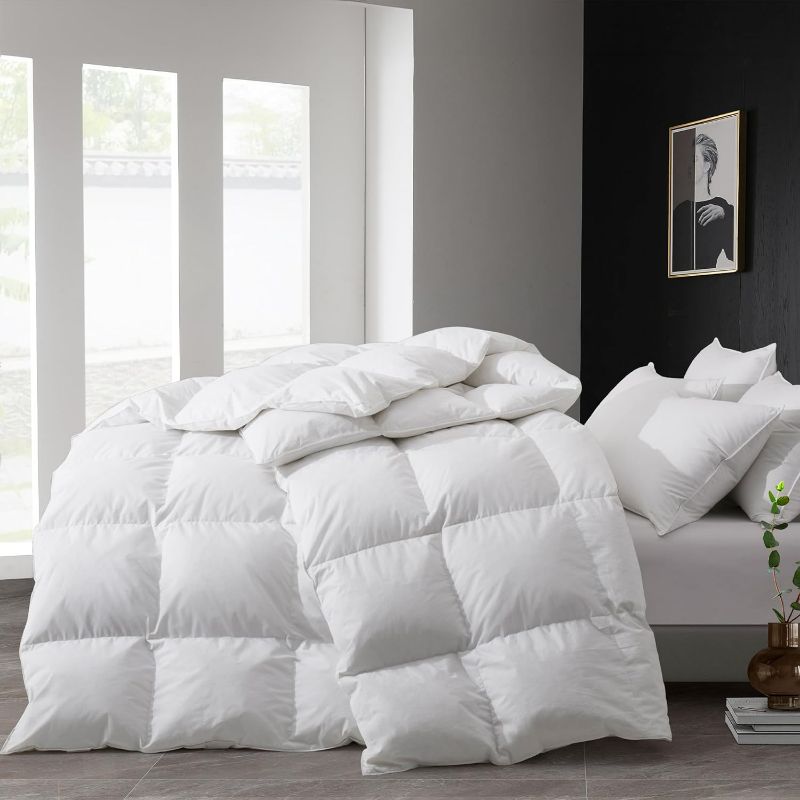 Photo 1 of King Size - Goose Feather and Down Comforter - All Season White Duvet Insert, Ultra Soft 100% Cotton Cover 106 x 90 inches with 8 Corner Tabs