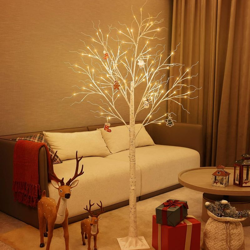 Photo 1 of Lighted Birch Tree 6 Ft 96 LED for Christmas Holiday Party Decorations Home Wedding Festival, Indoor and Outdoor Use, Warm White