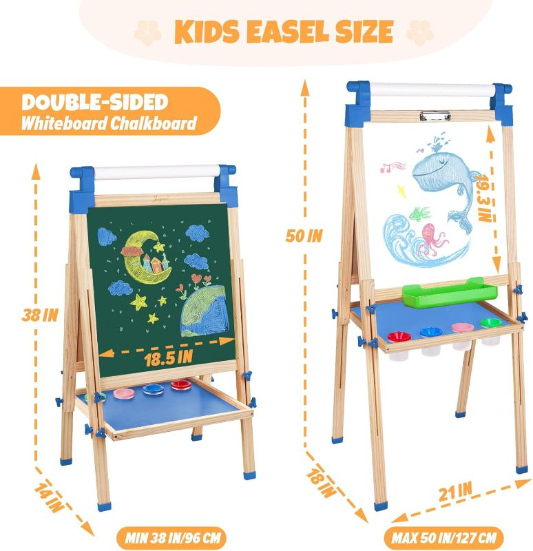 Photo 1 of Blue Tray - JOYOOSS Easel for Kids Art Easel Kids Easels for Toddlers, Wooden Kid Easel with Paper Roll - Adjustable Magnetic Double Sided Kids Dry Erase Board, Birthday Gifts for 1-12 Year Old Girls or Boys Blue