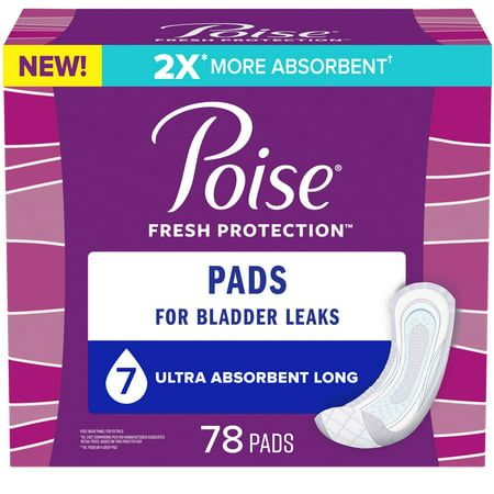 Photo 1 of Poise Incontinence Pads for Women 7 Drop Ultra Absorbency Long 78Ct