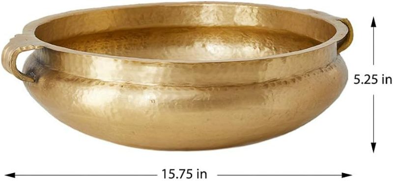 Photo 1 of Serene Spaces Hammered Gold Handi Bowl - Decor for Living Rooms, Weddings, Restaurants, 5.25" Tall, 15.75" Diameter - Brass or Aluminum