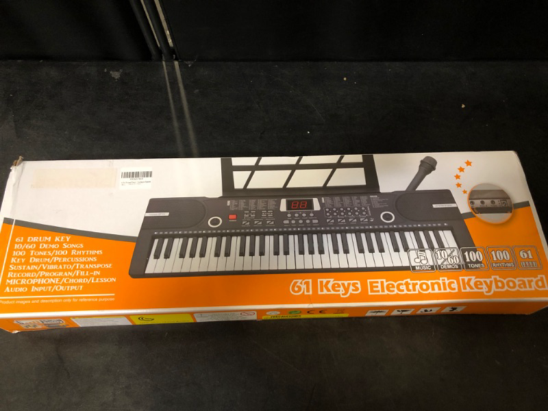 Photo 2 of 61 Keys Keyboard Piano, Electronic Digital Piano with Built-In Speaker Microphone, Sheet Stand and Power Supply, Portable Keyboard Gift Teaching for Beginners