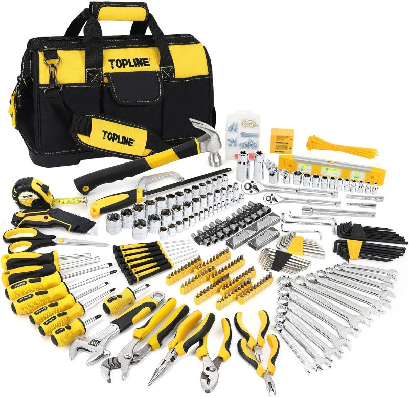 Photo 1 of TOPLINE 467-Piece Household Home Tool Sets for Mechanics, 16-Inch Tool Bag with Heavy Duty Home Tool Kit Included, Tool Sets for Men, Tool Kits for Home General Maintenance, Basic Applications
