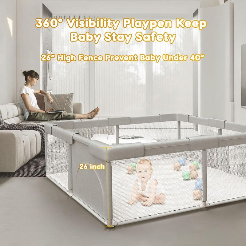 Photo 1 of Baby Playpen Play Pens for Babies and Toddlers Baby Fence Baby Play Yards for Indoor & Outdoor with Breathable Mesh Anti-Fall Playpen