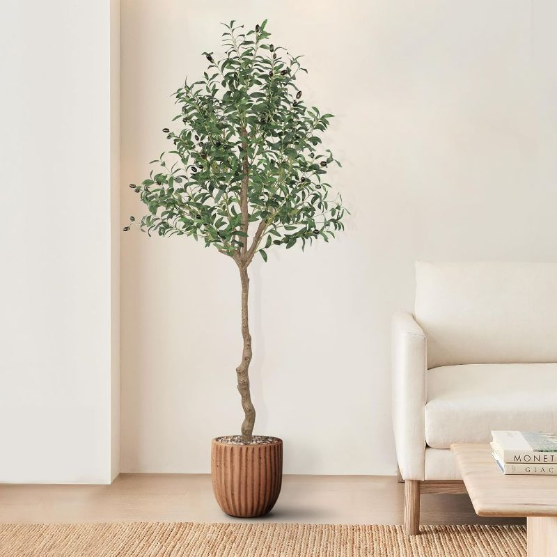 Photo 1 of AnTing Artificial Olive Tree 6FT Faux Olive Branches and Fruits with Pot for Home Decor Indoor Gift