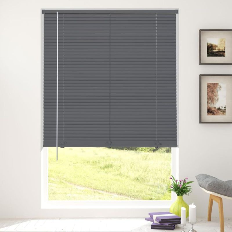 Photo 1 of KCO Mini Blinds for Windows Cordless Horizontal Window Blinds and Shades, Vinyl Venetian Blinds Anti-UV Waterproof Light Adjustment Mini Blinds, 44" W x 64" L, Grey