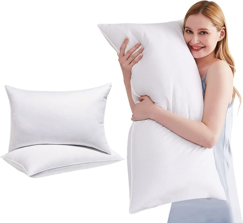 Photo 1 of Bed Pillows for Sleeping King Size 2 Pack Premium Luxury Hotel Quality Soft Pillows Down Alternative Filling for Back, Stomach or Side Sleepers, 20 x 36 Inches