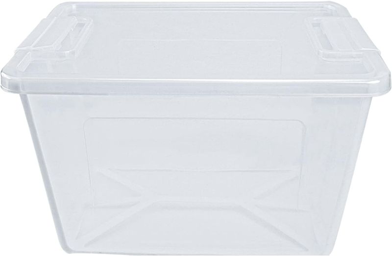 Photo 1 of 92 Quart Plastic Storage Bins Waterproof, Utility Tote Organizing Container Box with Lid, Collapsible Clear Plastic Storage Box, for Toys Clothes and Bedding, 1 pack, Transparent