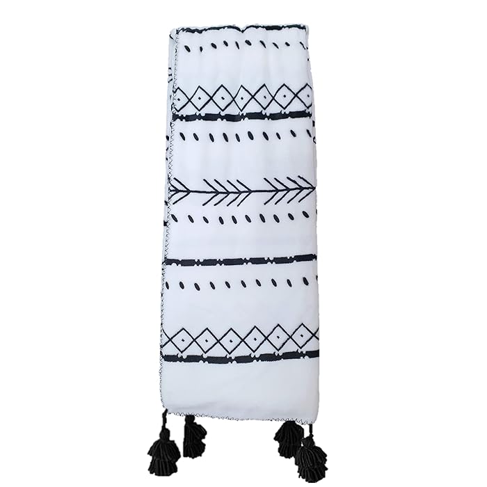 Photo 1 of Boho Throw Blanket Soft Warm Cozy Fuzzy Lightweight Decor Plush Blanket with Big Tassel for All Season for Dorm Room, Bed, Sofa, Couch, Chair, Gift, 50X60 Inch, Black White