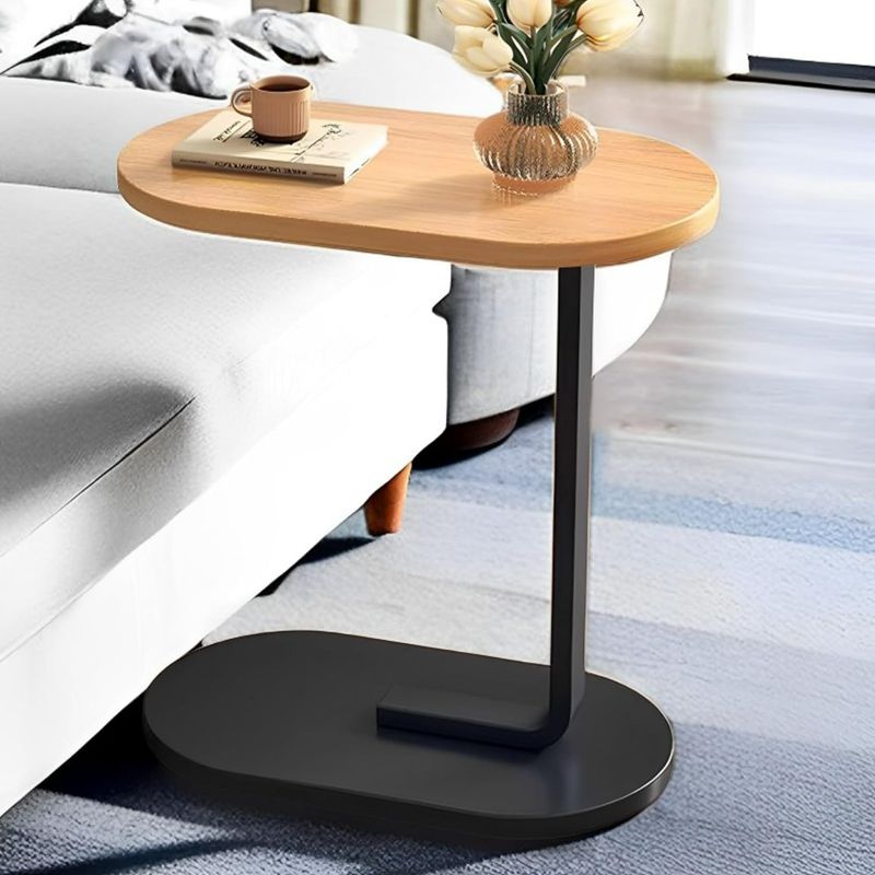 Photo 1 of C Table End Table, Couch Tables That Slide Under, C Shaped Side Table, Small Side Table, Narrow Table for Bedroom, End Tables Living Room, Modern Style (Wood Color+Log Black)