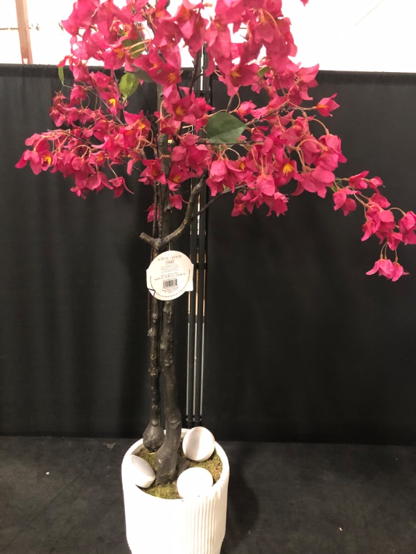 Photo 2 of 4.4FT Bougainvillea Artificial Tree, Tall Fake Floor Plant for Indoor Outdoor Décor With 3 Lights